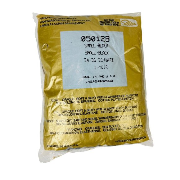 Silkies Opaque Black Pantyhose Small Nylon Blend Soft Silky Support - Picture 2 of 7